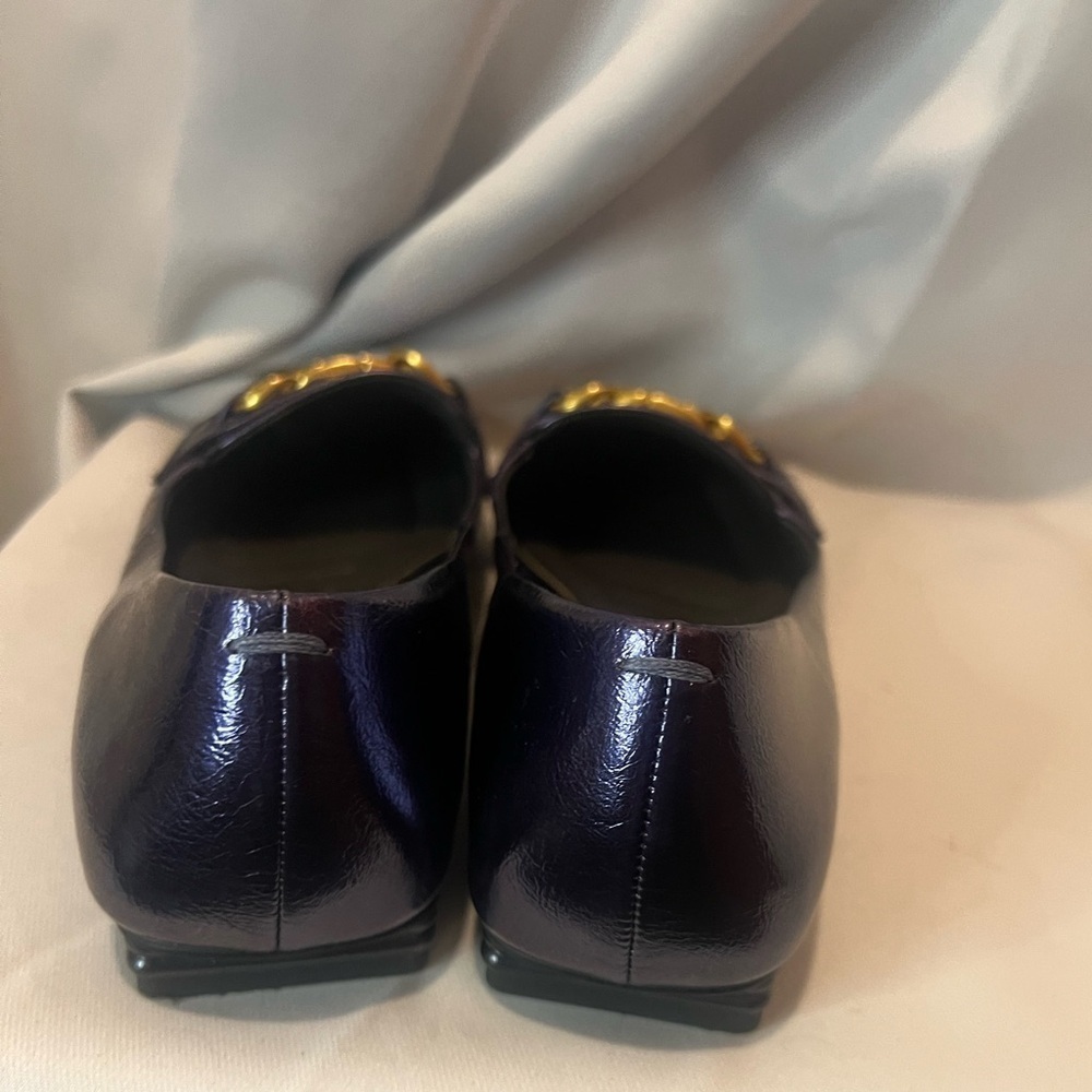 Franco Sarto Purple and Gold Flats with Chain Detail - Picture 5 of 14
